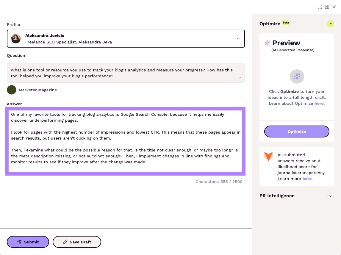 The "Answer" section responding to a journalist's question on Featured.